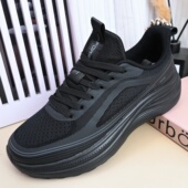 男厚底春季 透气系带休闲鞋 轻软舒适运动情侣款 老北京布鞋 黑色工鞋