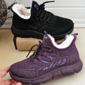 老北京布鞋 女健步运动 厚底防滑加厚长绒保暖棉鞋 女冬季 休闲妈妈鞋