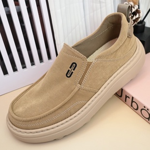 26老北京春季新款舒适圆头宽松透气男单鞋超轻软底厚底休闲爸爸鞋