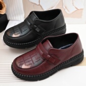 老北京二棉鞋 防滑 中老年人薄绒棉布鞋 女软底25冬新款 橡胶底妈妈鞋