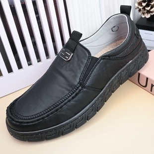26春秋老北京透气仿皮宽脚肥脚爸爸商务休闲鞋防滑牛筋软底男单鞋