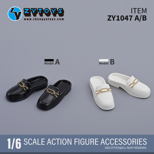 ZYTOYS 1/6 ZY1047 包头半拖鞋 平底凉拖鞋 娃娃 手办 女兵人鞋子