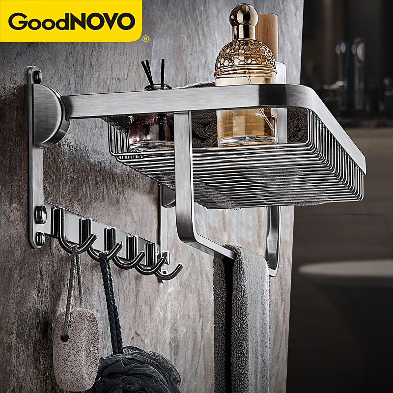 304不锈钢网篮浴巾架免打孔