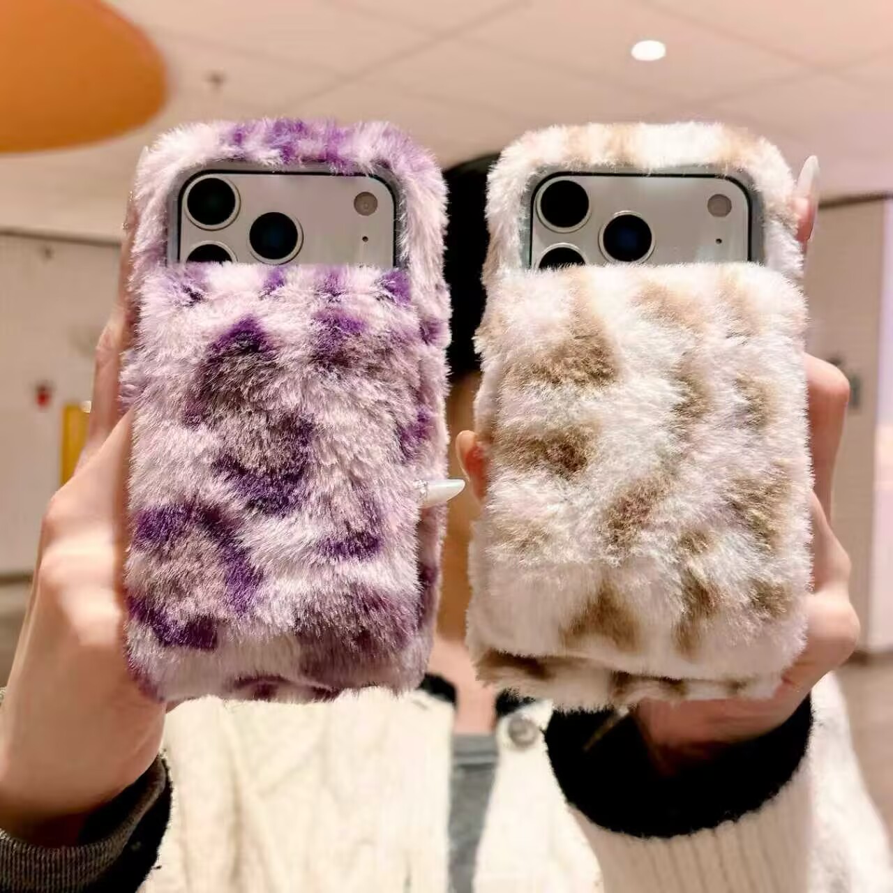 豹纹暖手腕貂毛绒x300pro手机壳适用vivos30pro/s12毛茸x9plus情侣S50可爱s16软壳neo9se防摔Y500秋冬x100s