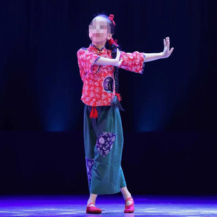 新款小喜儿少儿舞蹈演出服白毛女北风吹舞台戏话剧服桃李杯表演服
