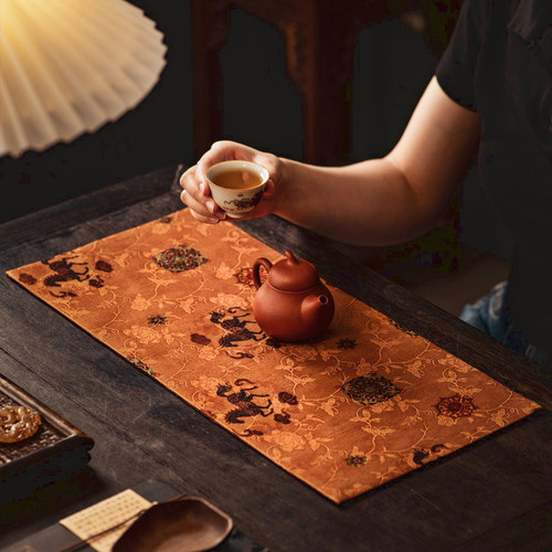 桑蚕丝香云纱奔马纹中式茶席