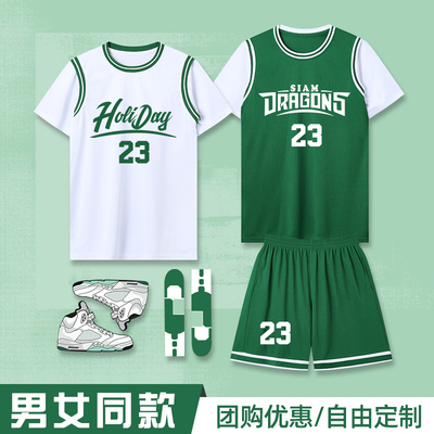 短袖篮球服套装定制假两件比赛