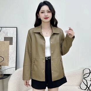 秋季 妈妈秋装 中老年女装 2025新款 皮夹克上衣 气质皮衣外套洋气大码