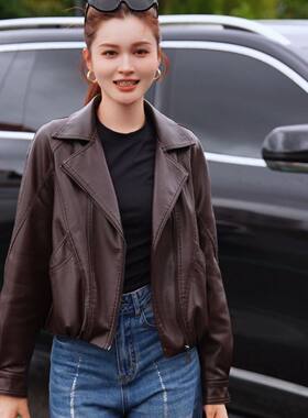 西装领小个子显瘦百搭机车外套女