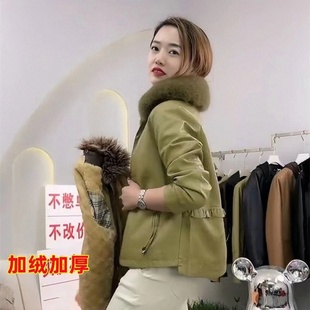 海宁加绒加厚皮衣女士外套2024新款洋气小个子休闲皮夹克妈妈装