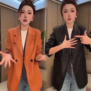 小西装 秋冬设计感小众复古港风皮夹克外套 皮衣外套女2026新款