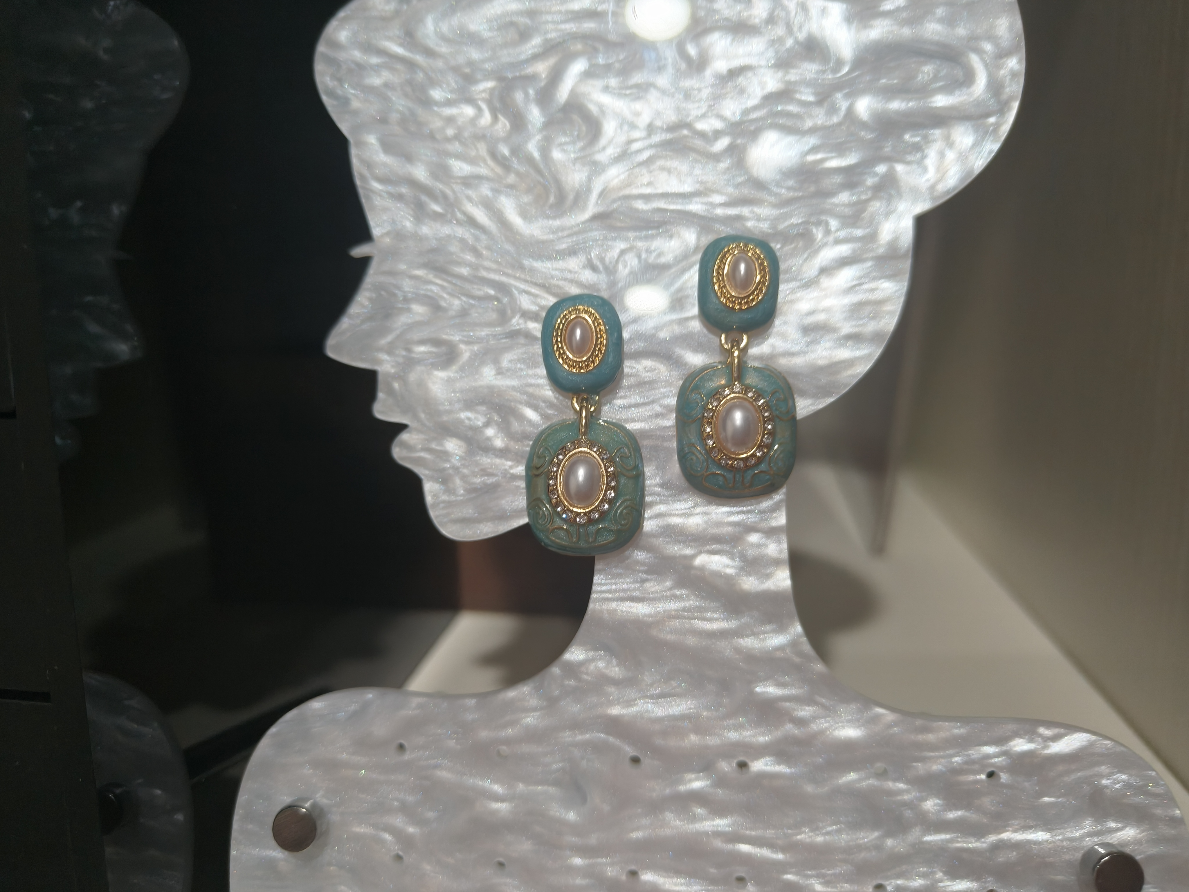 是Alice。复古首饰系列#02蓝色的忧郁耳钉