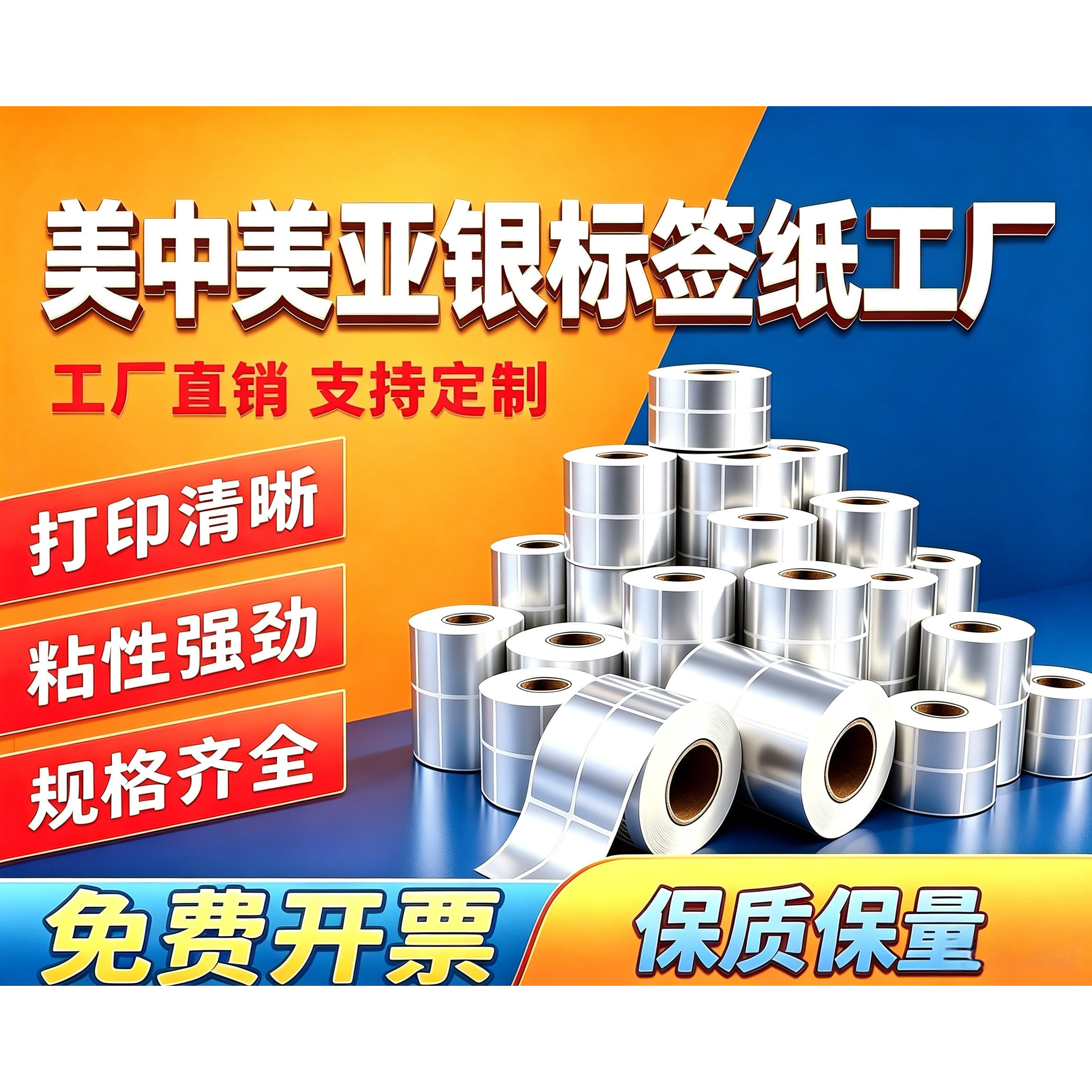 亚银标签纸防水定制条码纸