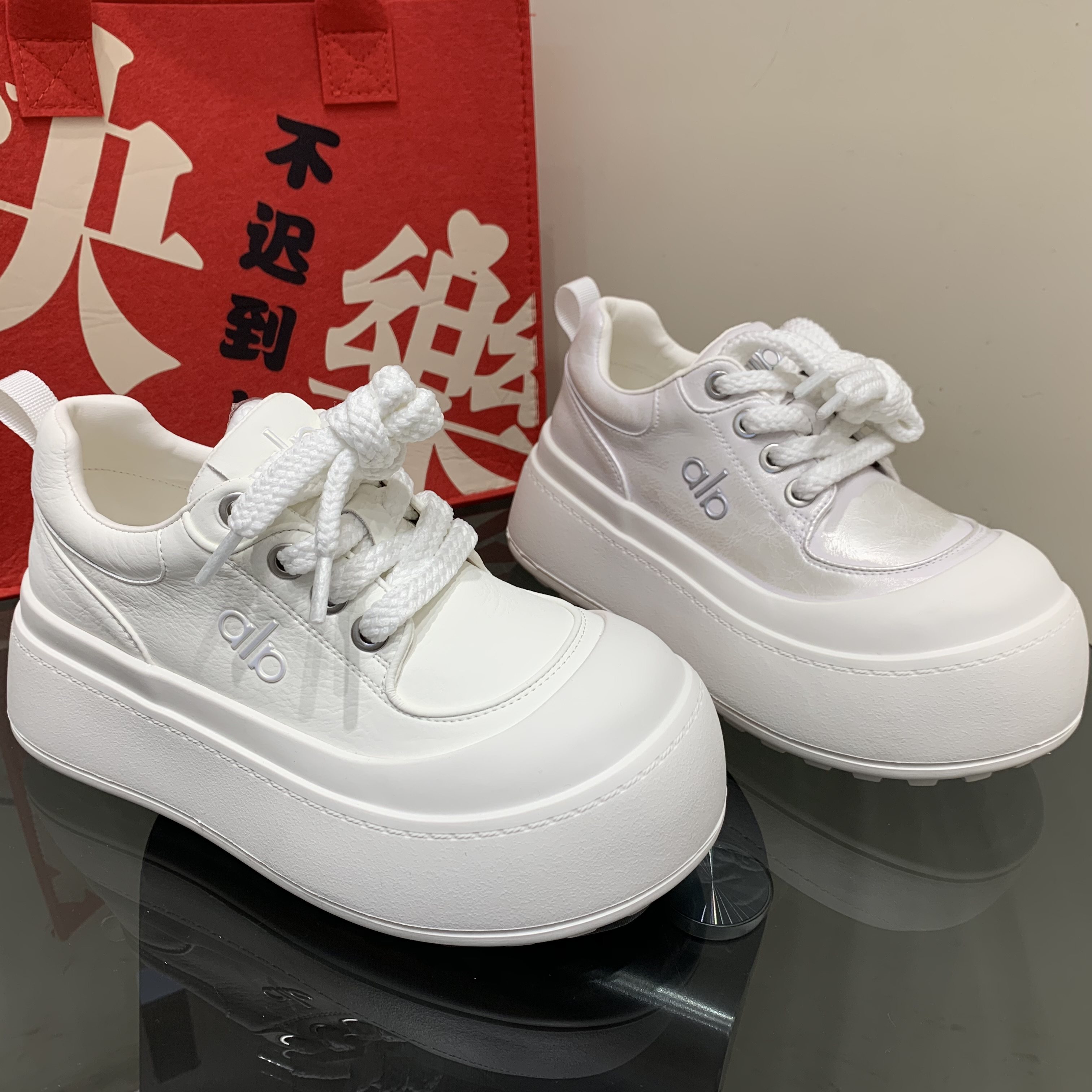 厚底增高大头鞋女2026春季新款圆头系带松糕鞋休闲时尚板鞋女单鞋,女鞋,松糕（摇摇）鞋,淘宝优惠券,粉丝福利购,淘宝优惠卷