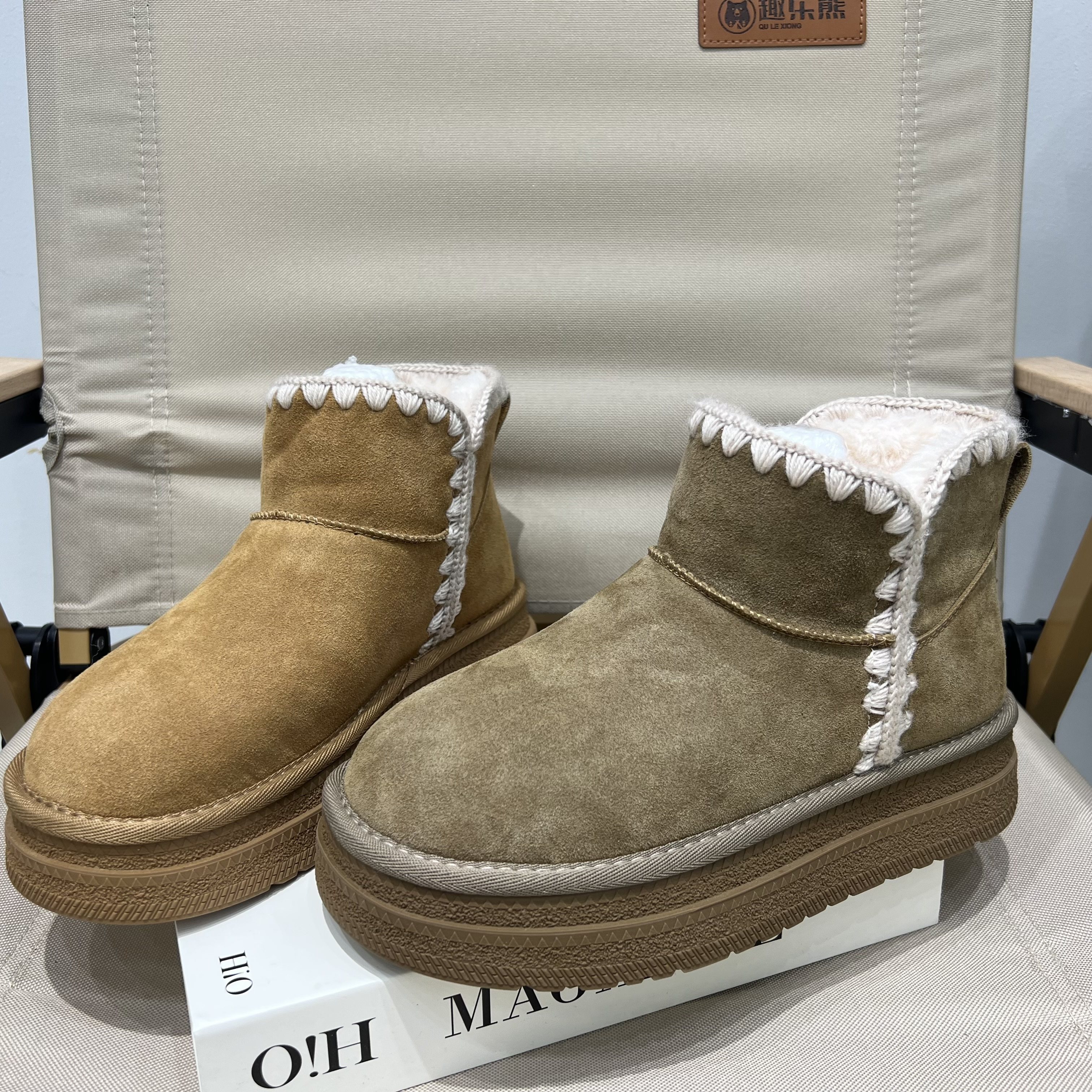 真皮羊毛雪地靴女2025冬季新款圆头厚底防滑短筒加厚保暖休闲棉靴,女鞋,时尚雪地靴,淘宝优惠券,粉丝福利购,淘宝优惠卷