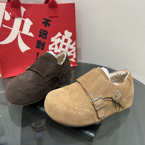 真皮加绒保暖勃肯鞋女2025冬季新款圆头内增高魔术贴扣带百搭棉鞋