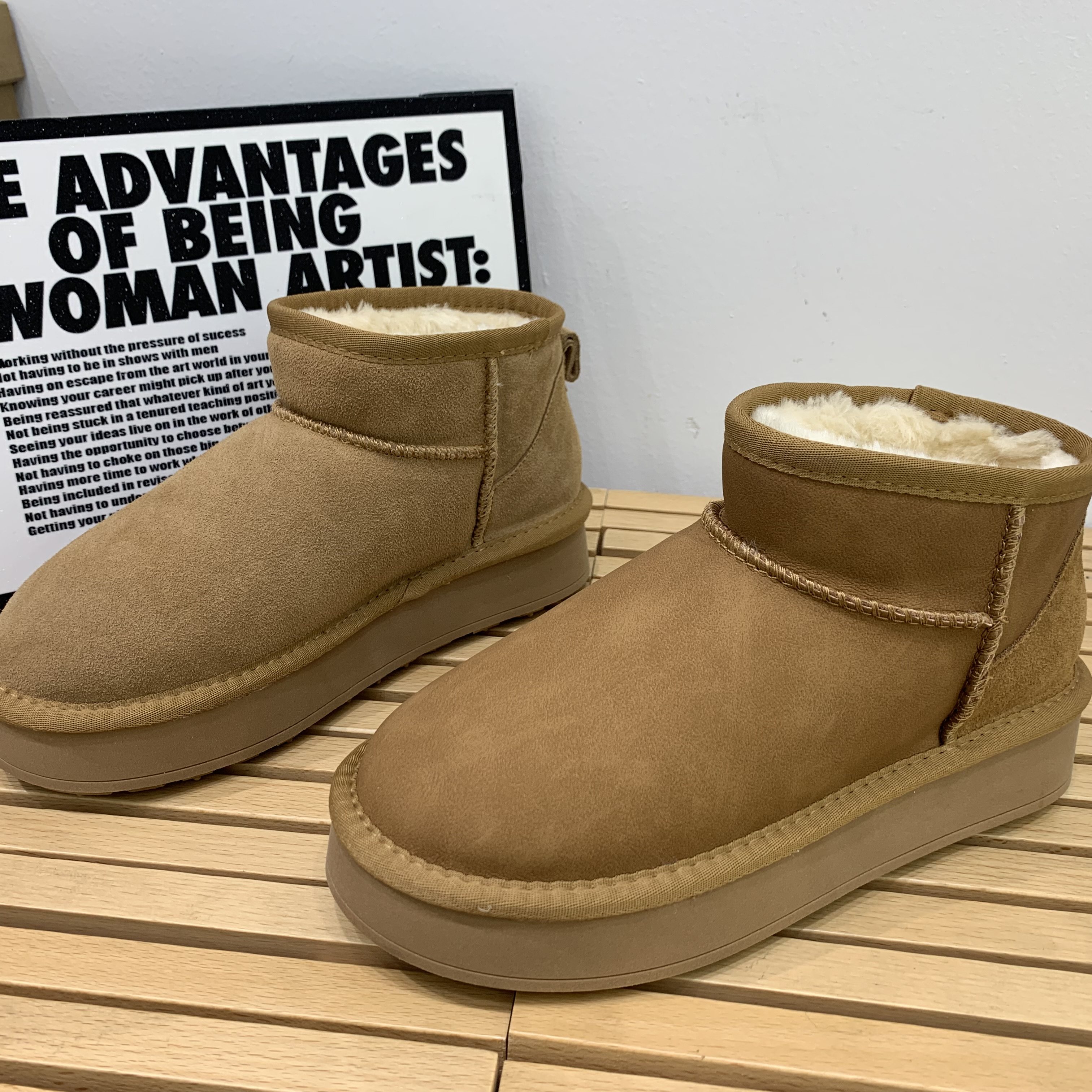 真皮加绒加厚雪地靴女2025冬季爆款厚底增高懒人靴套筒显瘦女棉靴,女鞋,时尚雪地靴,淘宝优惠券,粉丝福利购,淘宝优惠卷