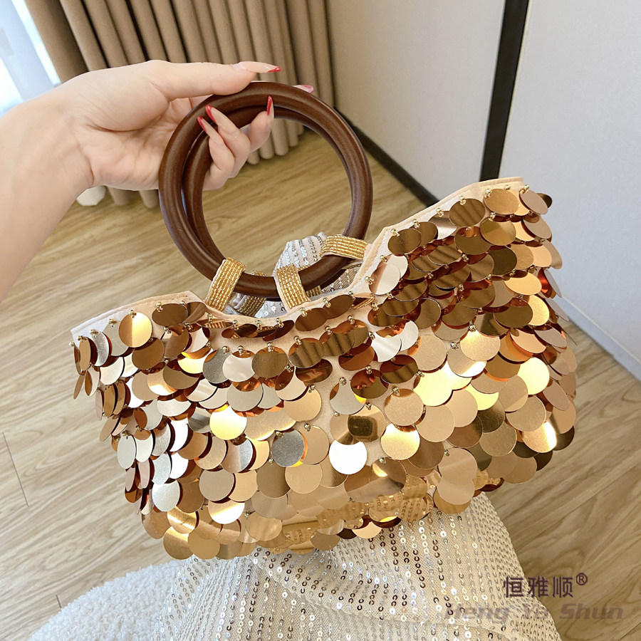 高级感法式亮片手拿包重工珠绣晚宴包百搭个性名媛派对晚装手拎包