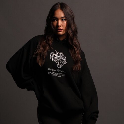 DARCSPORT狼头女士秋冬刺绣宽松运动卫衣连帽套头健身服瑜伽长袖