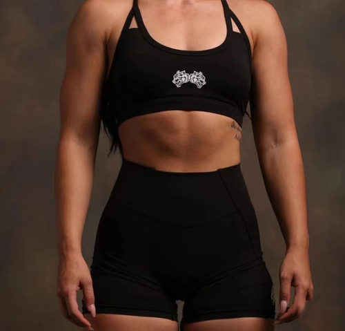 欧美跨境Darcsports爆款运动健身套装女裸感高腰背心提臀收腹短裤