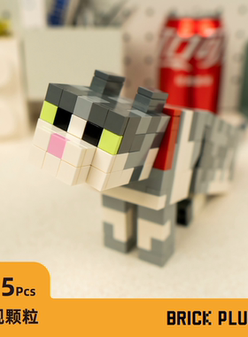 我的世界猫Jellie猫三花猫黑猫MC拼搭积木moc礼物创意摆件玩具