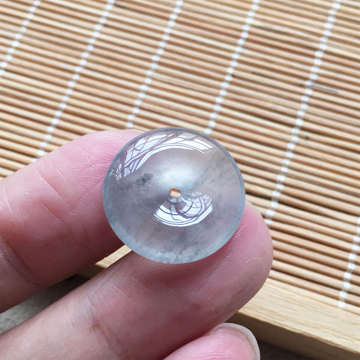 缅甸翡翠玻璃种冰乌鸡平安扣吊坠老种a货冰透水润起光玉怀古扣