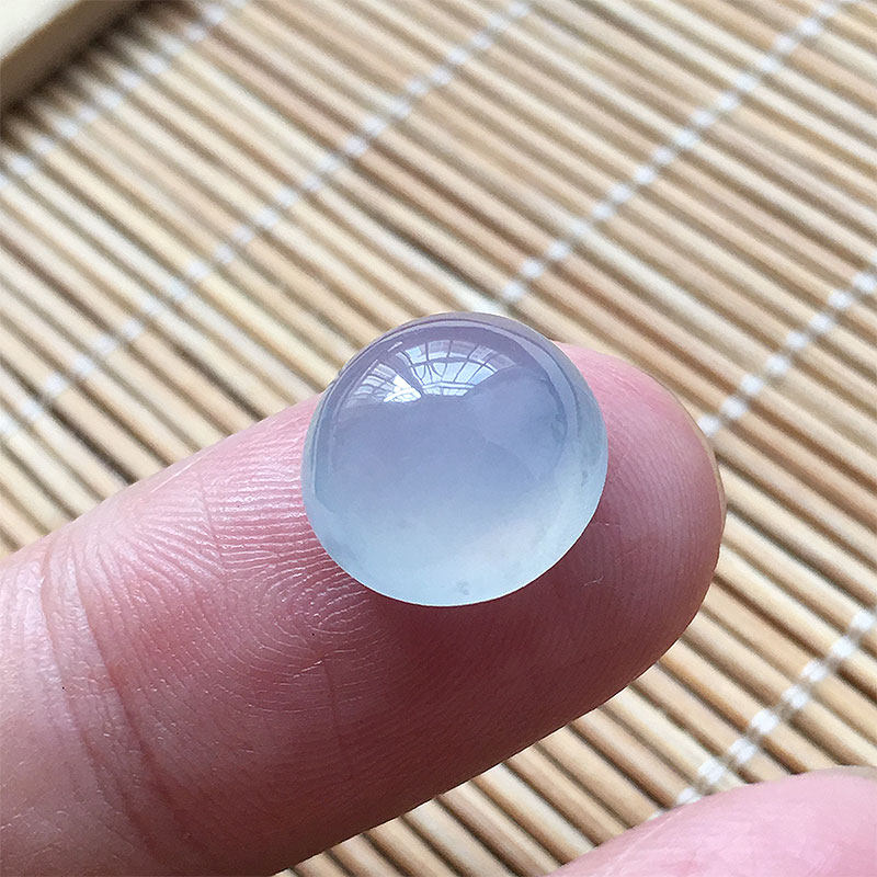 缅甸翡翠冰种紫罗兰蛋面戒指老种a货冰透水润玉紫裸石界面镶嵌款