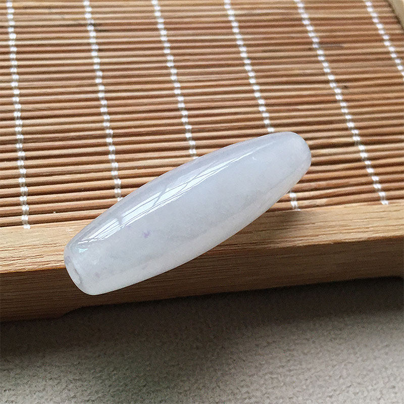 冰种缅甸天然翡翠路路通吊坠老坑A货翡翠天珠桶珠裸石长条形桶珠