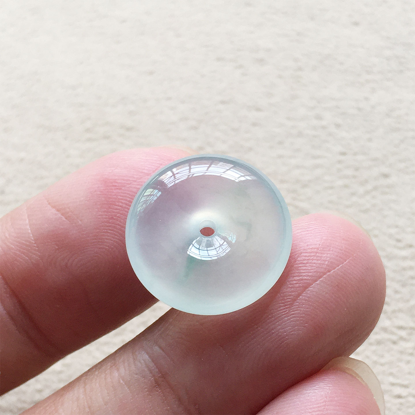 高冰种飘绿花玉平安扣吊坠