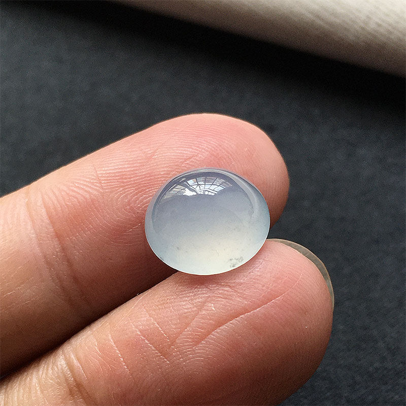 缅甸翡翠高冰种紫罗兰玉蛋面裸石老种a货冰紫玉界面饱满紫小馒头