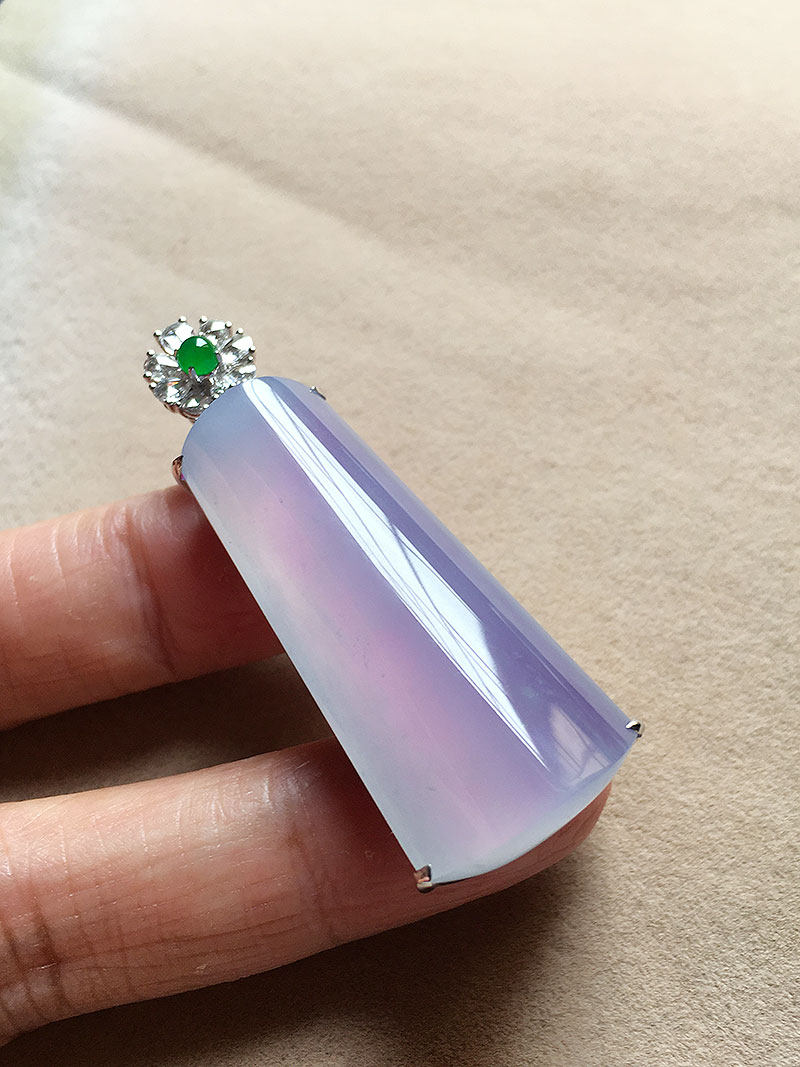 缅甸翡翠高冰种纯净浓紫色平安扣无事牌18K老种冰紫素面玉牌挂件