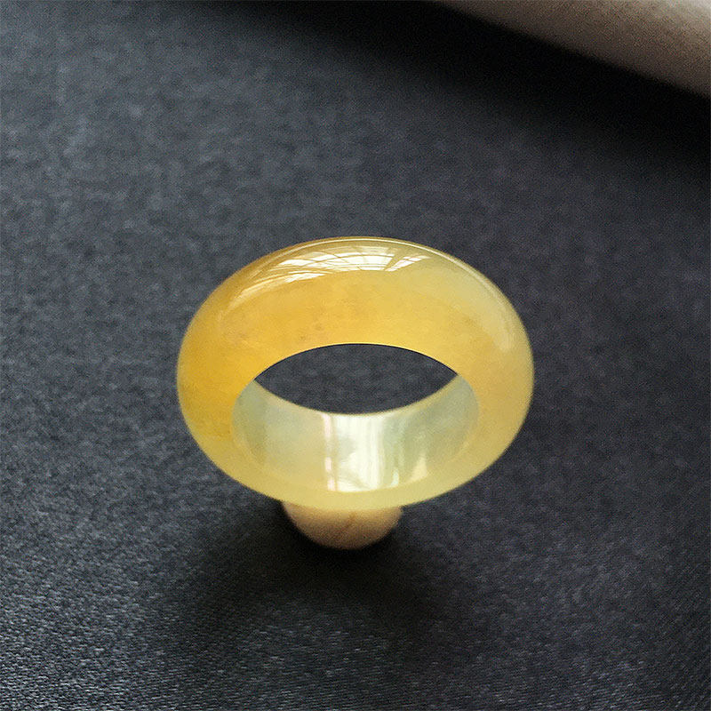 满黄翡玉指环金黄戒圈10号圈