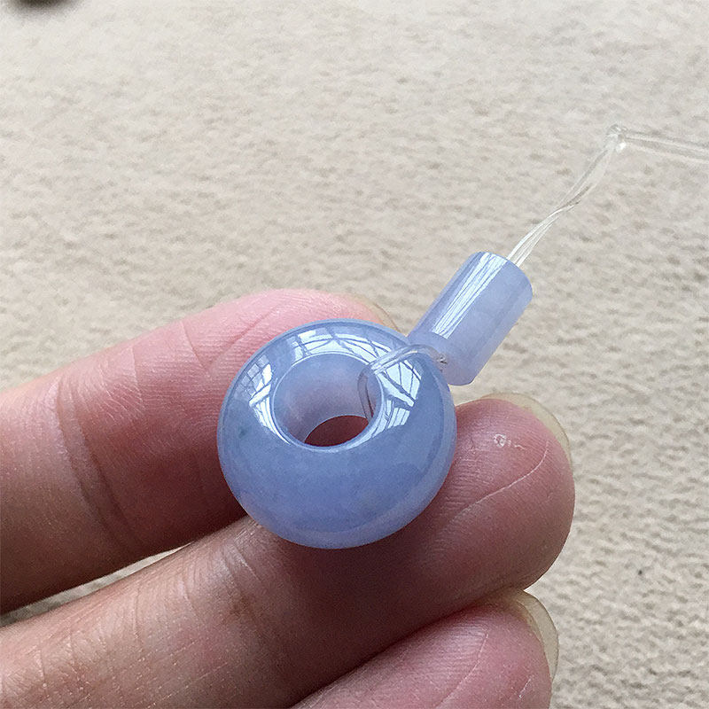 缅甸翡翠冰种紫罗兰玉平安扣吊坠老种a货冰满紫色玉路路通配珠