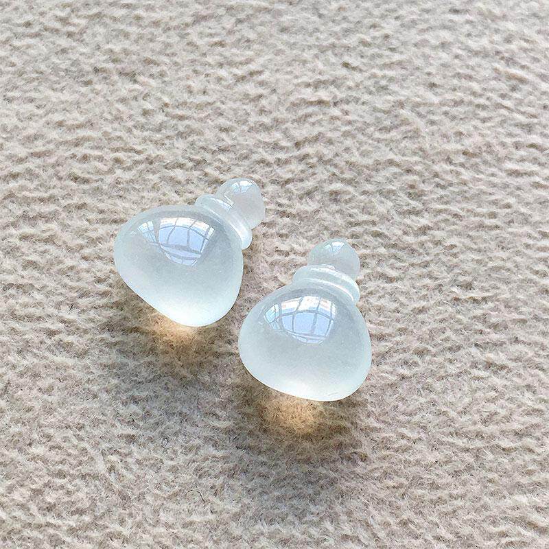 缅甸翡翠高冰种纯净福袋耳坠女款老种a货冰透起光玉袋耳饰裸石