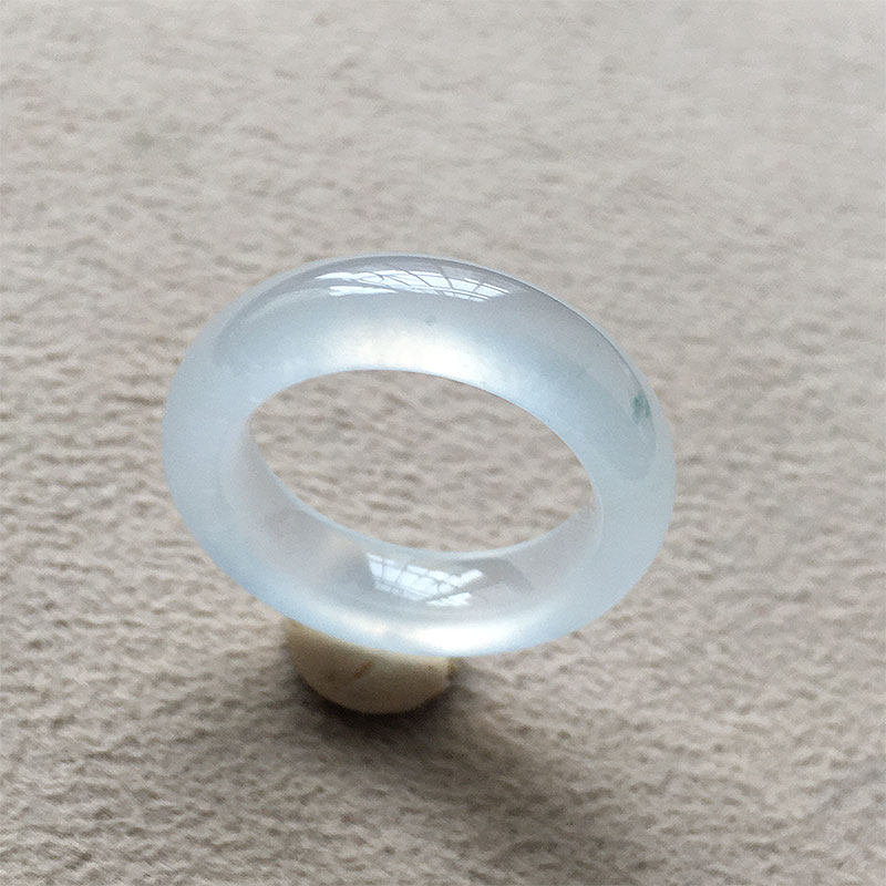 缅甸翡翠高冰种纯净起光玉指环戒圈16mm老种a货冰透玉戒12号圈戒