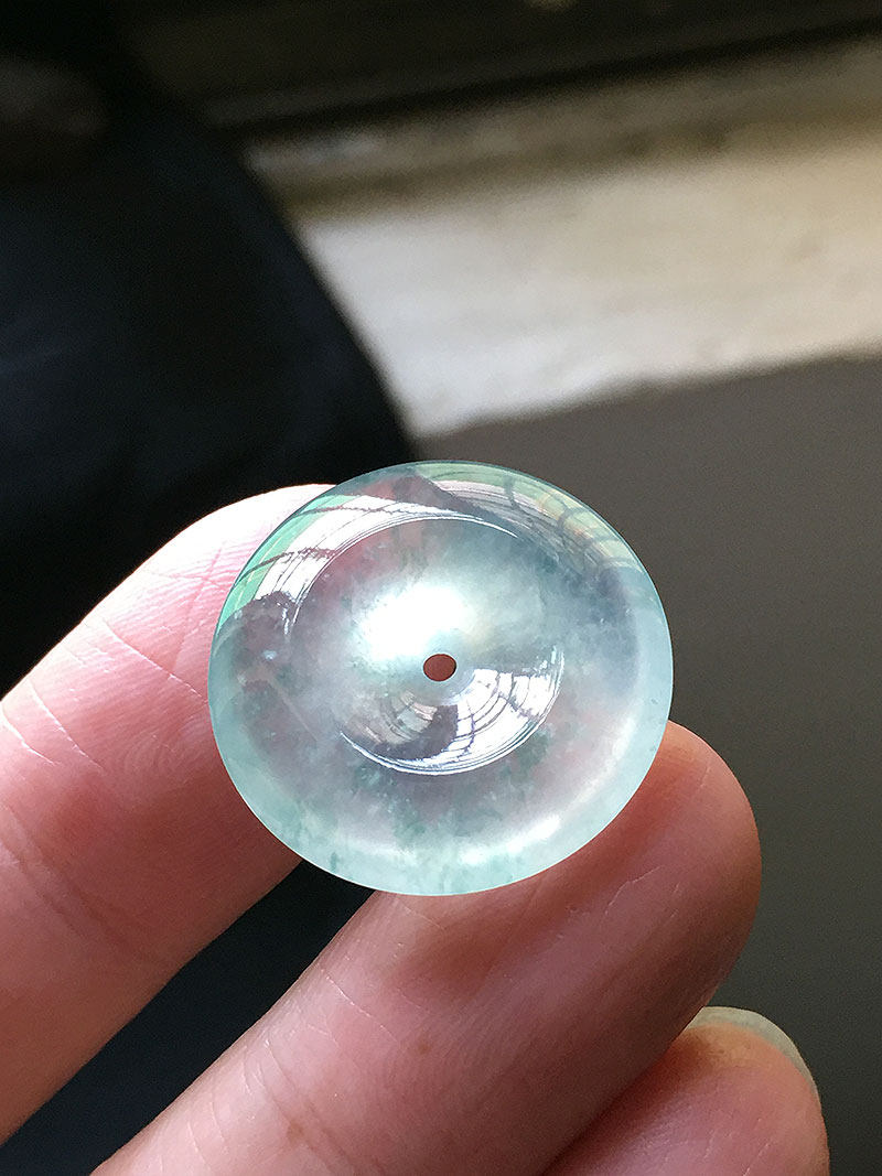 玻璃种飘花起光平安扣吊坠