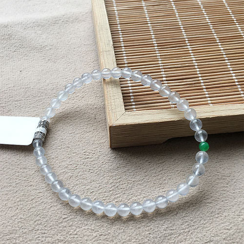 缅甸翡翠玻璃种纯净玉珠子配珠