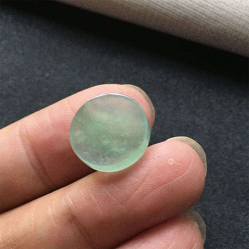 缅甸翡翠冰种飘绿花玉平安扣吊坠老种a货冰透玉素面挂件木那种牌