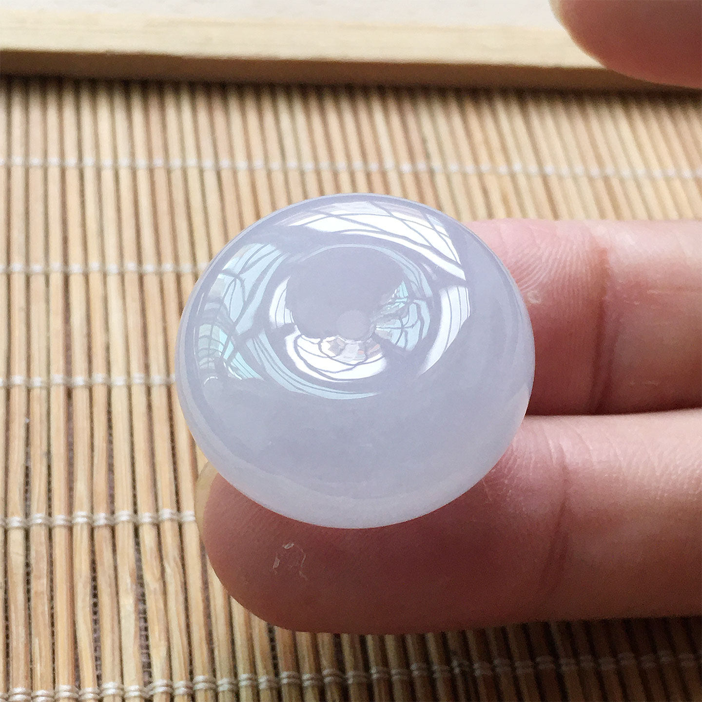 缅甸翡翠冰种紫罗兰饱满平安扣吊坠老种a货冰透水润玉肥扣冰紫扣