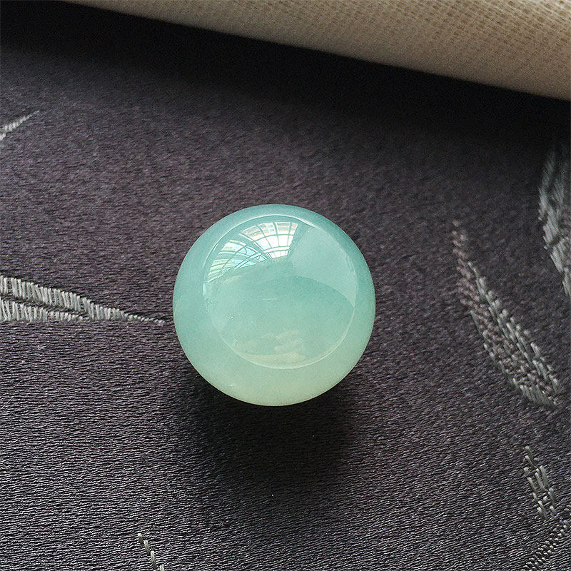 缅甸翡翠冰种蓝水大珠子配珠卡18.5mm老种a货冰珠手串玉珠挂件