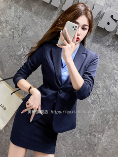 西装外套女2024新款秋冬职业套装女西服正装女套装大学生工作服灰
