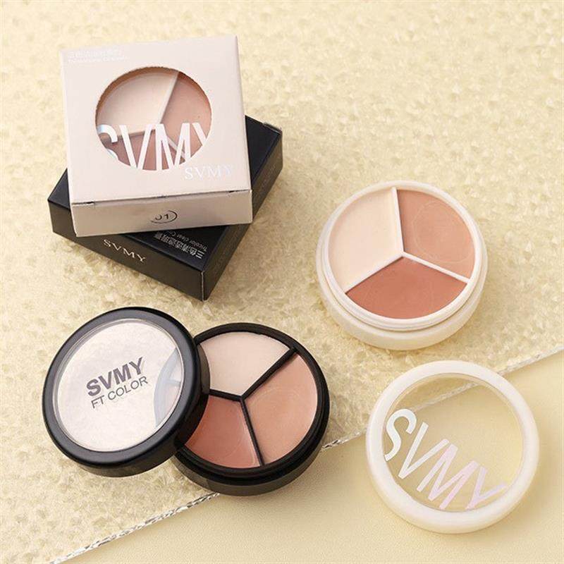 三色遮瑕膏持久防水不易脱妆遮盖黑眼圈斑点男女纹身痘印粉底盘