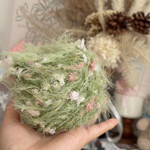 手混线【春日桃桃】围巾线绿色diy围脖钩织帽子秋冬季送女友毛线