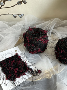 手混线【暗夜玫瑰】围巾线diy围脖钩织帽子秋冬季送女友黑红毛线