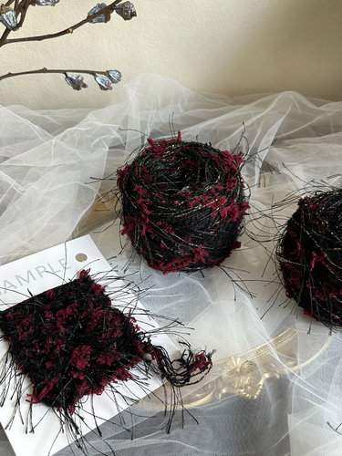 手混线【暗夜玫瑰】围巾线diy围脖钩织帽子秋冬季送女友黑红毛线