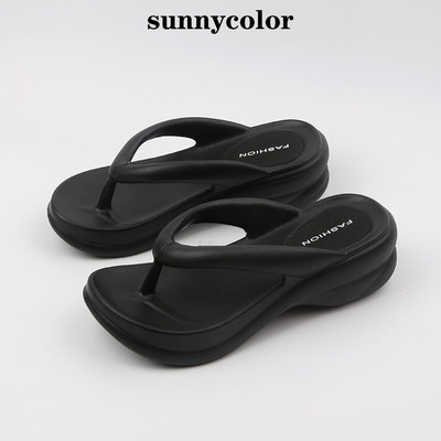 sunnycolor时尚简约厚底人字拖