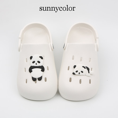 SUNNYCOLOR可爱熊猫洞洞鞋