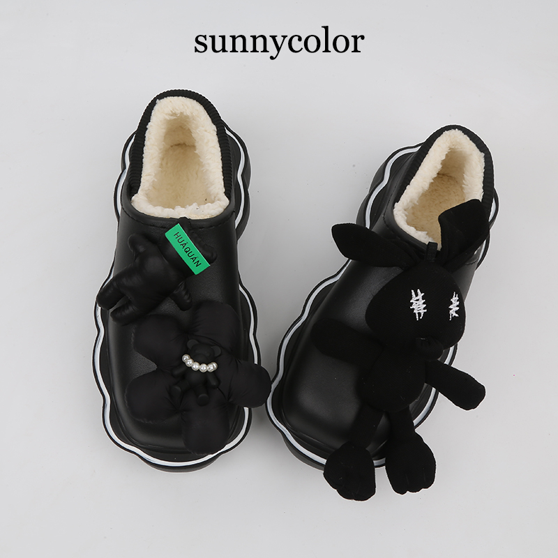SUNNYCOLOR个性ins潮厚底棉拖鞋