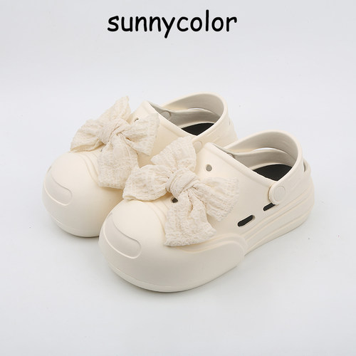 SUNNYCOLOR蝴蝶结开口笑洞洞鞋