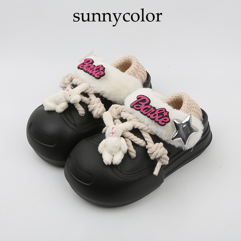 SUNNYCOLOR时尚潮兔厚底棉拖鞋